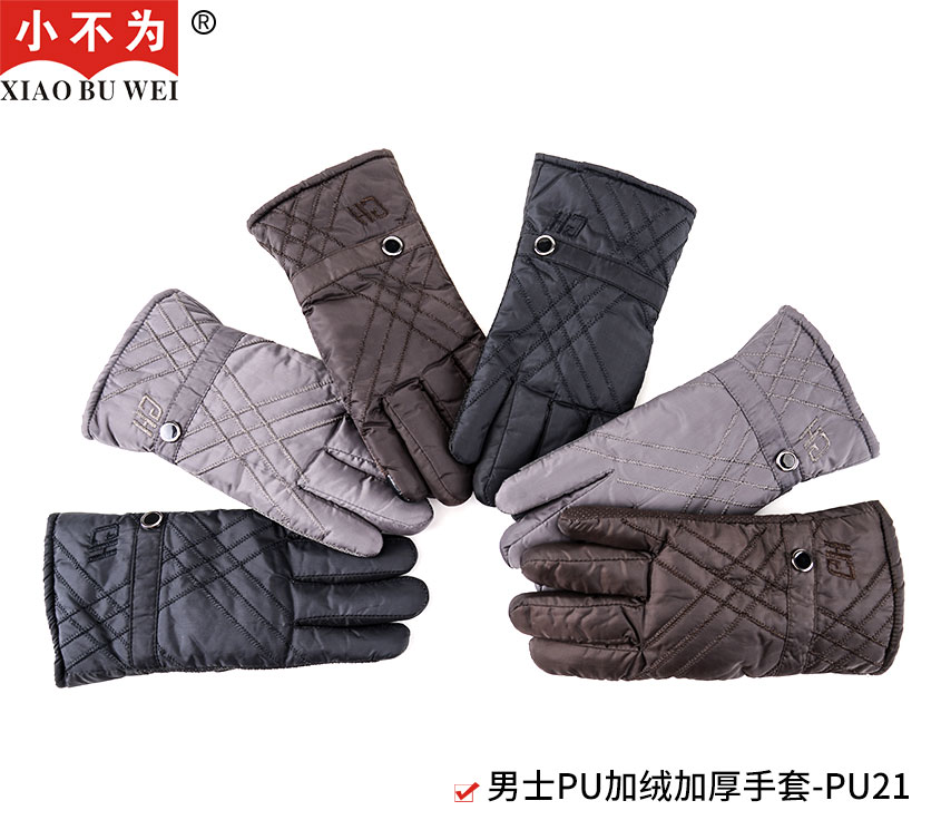男士加厚里绒PU手套-PU21